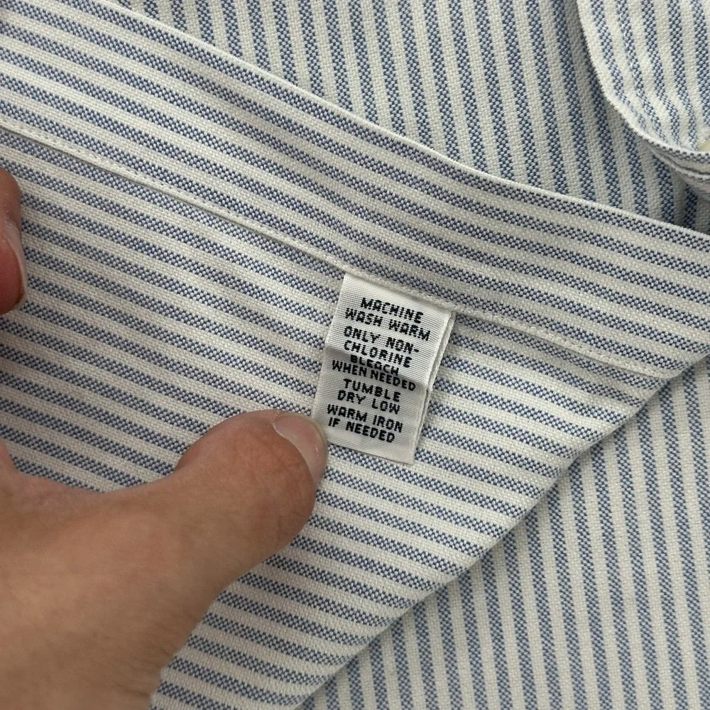 Vintage Ralph Lauren 2XL Classic Fit Blue White Stripe Polo Horse Shirt
